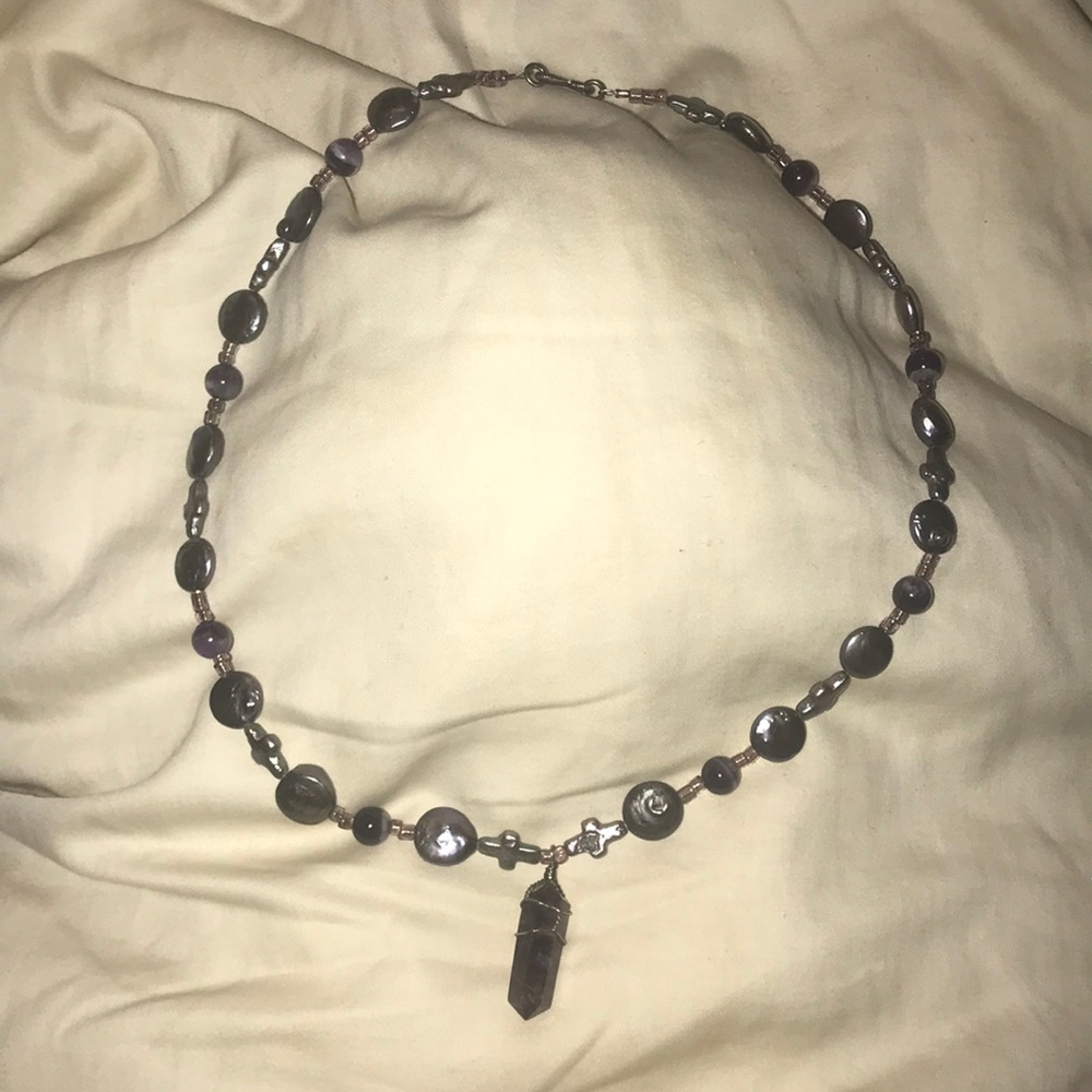 Amethyst and purple Freshwater pearl necklace